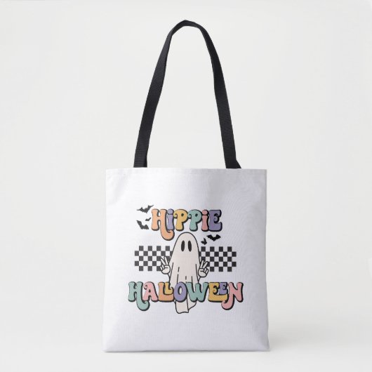 Groovy Retro Hippie Halloween Ghost Tote Bag (Voorkant)