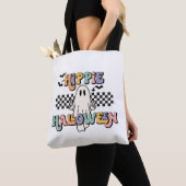Groovy Retro Hippie Halloween Ghost Tote Bag (Dichtbij)