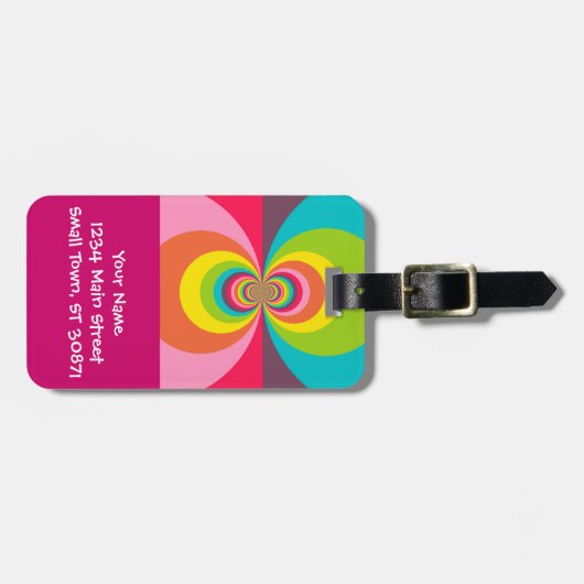 Groovy Retro Hippie  Rainbow Kaleidoscope Bagagelabel (Voorkant horizontaal)
