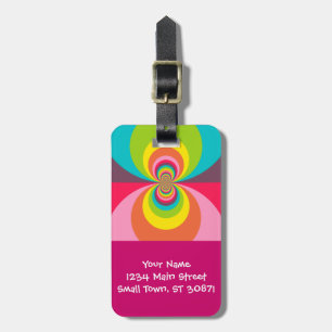 Groovy Retro Hippie  Rainbow Kaleidoscope Bagagelabel