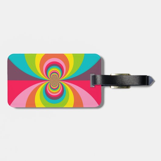 Groovy Retro Hippie  Rainbow Kaleidoscope Bagagelabel (Achterkant horizontaal)