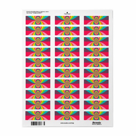Groovy Retro Hippie  Rainbow Kaleidoscope Etiket (Full Sheet)