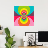 Groovy Retro Hippie Rainbow Kaleidoscope Poster (Thuiskantoor)