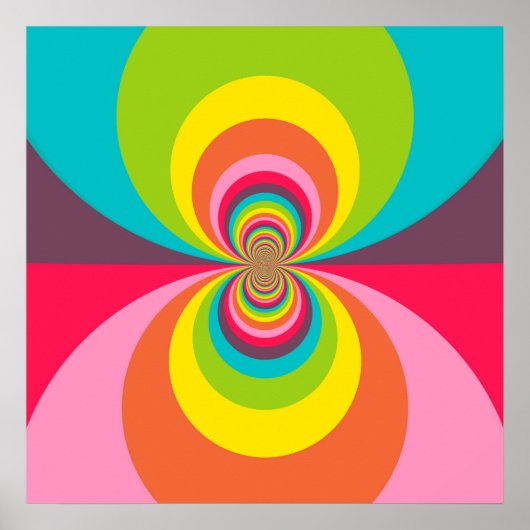 Groovy Retro Hippie Rainbow Kaleidoscope Poster (Voorkant)