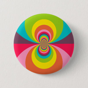 Groovy Retro Hippie  Rainbow Kaleidoscope Ronde Button 5,7 Cm