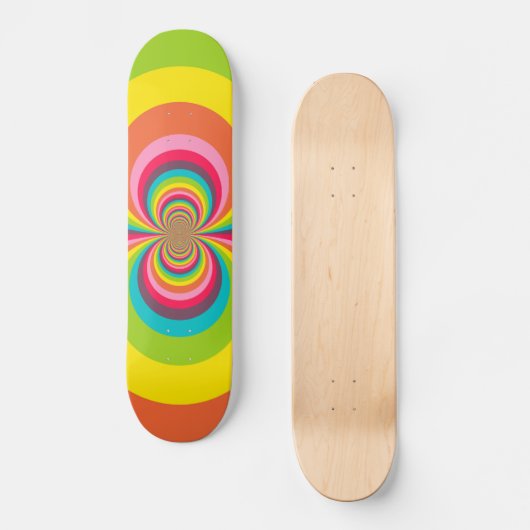 Groovy Retro Hippie Rainbow Kaleidoscope Skateboard (Voorkant)