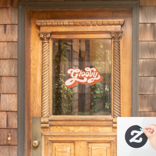 Groovy Retro Hippie Script Window Decal (Huis Deur)