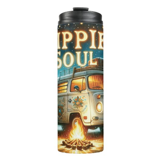 Groovy Retro Hippie Thermal Tumbler Thermosbeker (Voorkant)