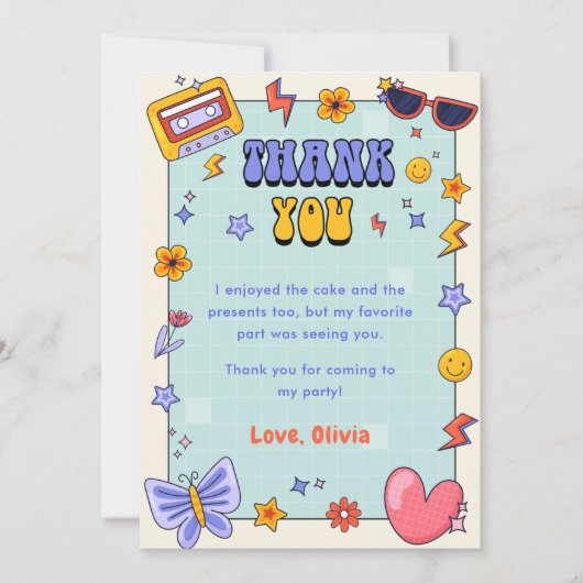 Groovy Retro Hippie Verjaardag Dank u kaart (Voorkant)