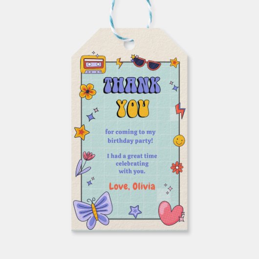 Groovy Retro Hippie Verjaardagsfeestje Cadeaulabel (Achterkant)