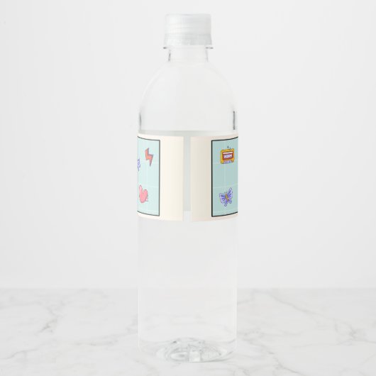 Groovy Retro Hippie Verjaardagsfeestje Waterfles Etiket (Achterkant)