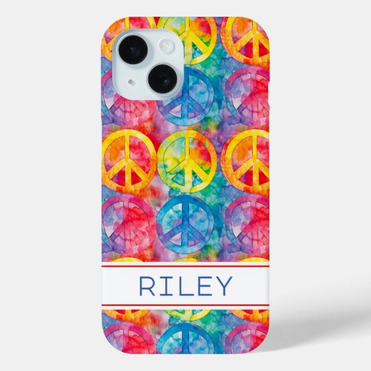 Groovy Retro Hippie Vredesteken Persoonlijk Case-Mate iPhone Case (Achterkant)