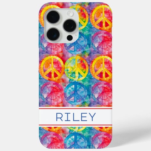 Groovy Retro Hippie Vredesteken Persoonlijk Case-Mate iPhone Case (Achterkant)