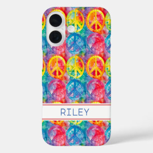Groovy Retro Hippie Vredesteken Persoonlijk iPhone 16 Hoesje
