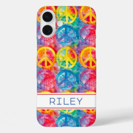 Groovy Retro Hippie Vredesteken Persoonlijk iPhone 16 Plus Hoesje