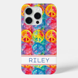 Groovy Retro Hippie Vredesteken Persoonlijk iPhone 15 Pro Case