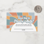 Groovy Retro Hoe groot is mama's Belly-raad Notitiekaartje (Voorkant / Achterkant in situ)