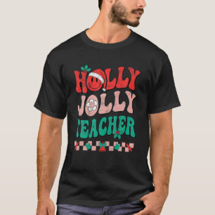 Groovy Retro Holly Xmas Jolly leraar kerstvii T-shirt