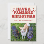 Groovy Retro Hond Foto Pawsome Christmas Feestdagenkaart (Voorkant)