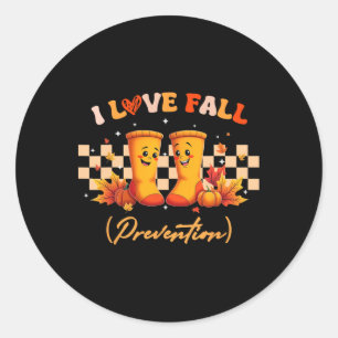 Groovy Retro I Love Herfst (preventief) Veiligheid Ronde Sticker
