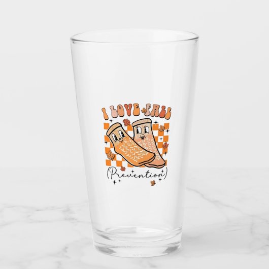 Groovy Retro I Love Herfst Prevention Funny Glas (Voorkant)
