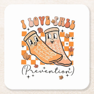 Groovy Retro I Love Herfst Prevention Funny Kartonnen Onderzetters