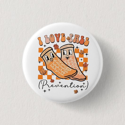 Groovy Retro I Love Herfst Prevention Funny Ronde Button 3,2 Cm (Voorkant)