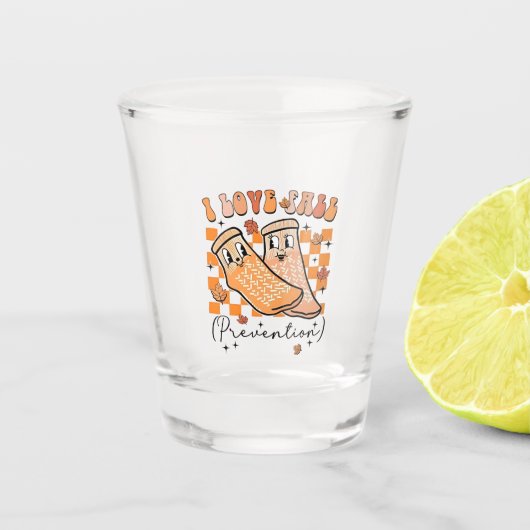 Groovy Retro I Love Herfst Prevention Funny Shot Glas (Voorkant)