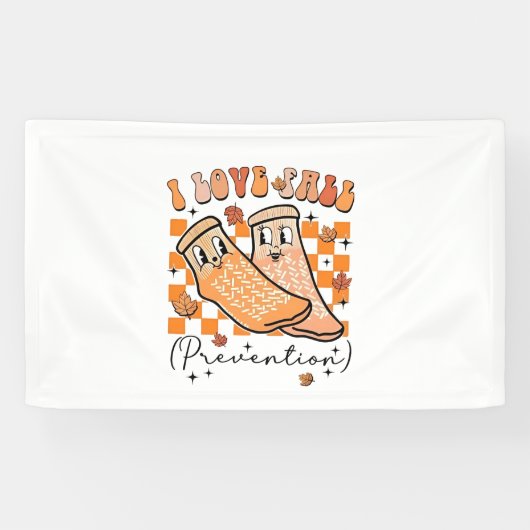 Groovy Retro I Love Herfst Prevention Funny Spandoek (Horizontaal)