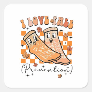 Groovy Retro I Love Herfst Prevention Funny Vierkante Sticker