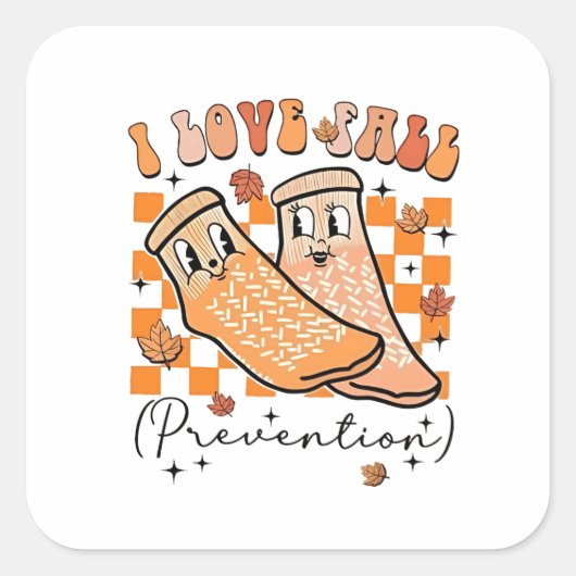 Groovy Retro I Love Herfst Prevention Funny Vierkante Sticker (Voorkant)