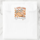 Groovy Retro I Love Herfst Prevention Funny Vierkante Sticker (Tas)