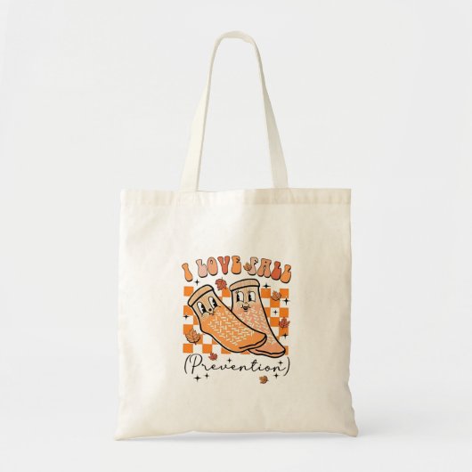 Groovy Retro Ik hou van valpreventie Grappig Tote Bag (Voorkant)