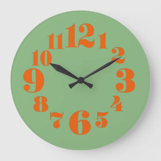 Groovy /Retro jaren 1970 Sinaasappel en Groen Grote Klok