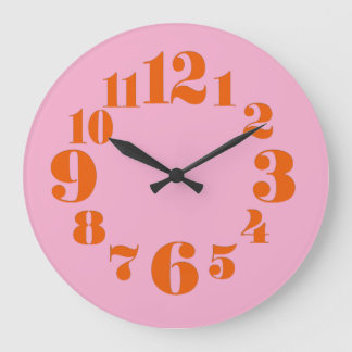 Groovy /Retro jaren 1970 Sinaasappel en Roze Grote Klok