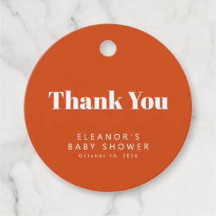 Groovy Retro Jaren 60 Bloemen Oranje Baby Shower O Bedankjes Labels