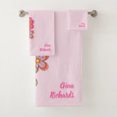 Groovy Retro Jaren 60 Hippie Badhanddoek Bad Handdoek (Insitu)