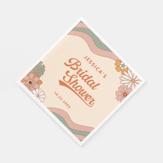 Groovy Retro Jaren 70 Bloem Bruiloft Servet (Hoek)