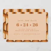 Groovy Retro Jaren 70 Design in Bruin en Taupe Tro Save The Date (Voorkant / Achterkant)