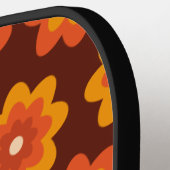 Groovy retro jaren 70 hippie sinaasappel bloem gep pickleball paddle (Links Detail)