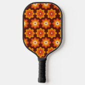 Groovy retro jaren 70 hippie sinaasappel bloem gep pickleball paddle (Achterkant)