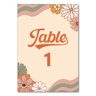 Groovy Retro Jaren 70 Tafelnummer Madeliefjes Bloe
