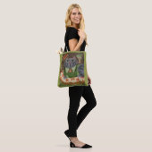 Groovy Retro Kat Folk Art Tote Bag (Op model)