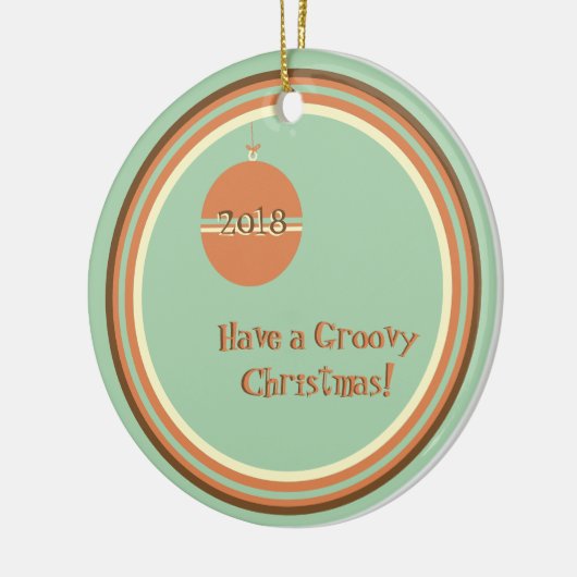 Groovy Retro Kerst met Ornament en Datum (Links)