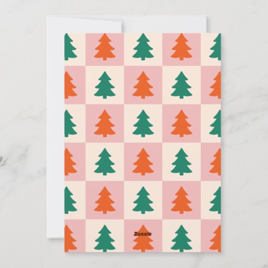 Groovy Retro Kerstbomen Patroon Foto Lijst Feestdagenkaart (Achterkant)
