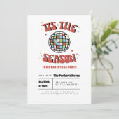 Groovy Retro kerstfeest uitnodiging (Staand voorkant)