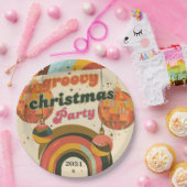 Groovy Retro Kerstmis 70s Geïnspireerd Papieren Bordje (Feest)