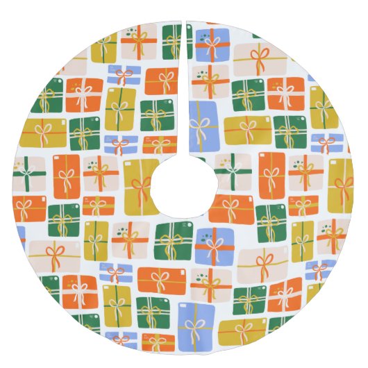 Groovy Retro Kerstmis Feestelijke Kleurrijke Gesch Kerstboom Rok (Voorkant)