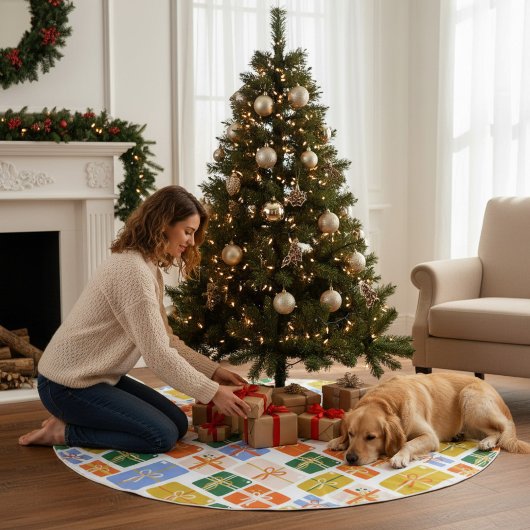 Groovy Retro Kerstmis Feestelijke Kleurrijke Gesch Kerstboom Rok