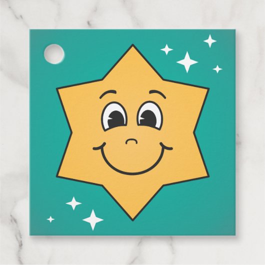 Groovy retro kerstster smiley bedankjes labels (Voorkant)